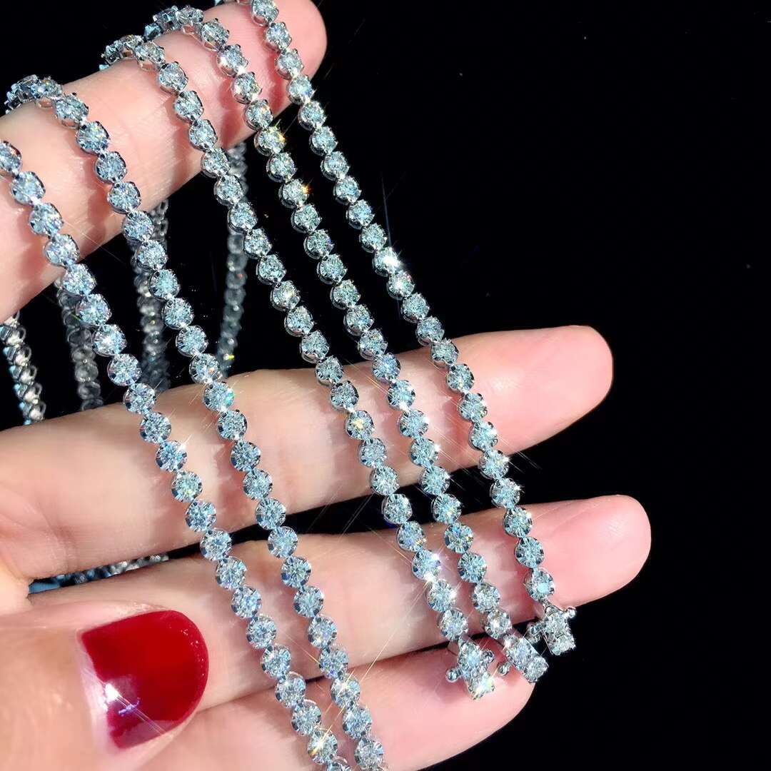 Goldstones Hip Hop Jewelry 3mm 4mm 5mm Hip Hop Iced Necklace/Bracelet Bling Moissanite Tennis Chain