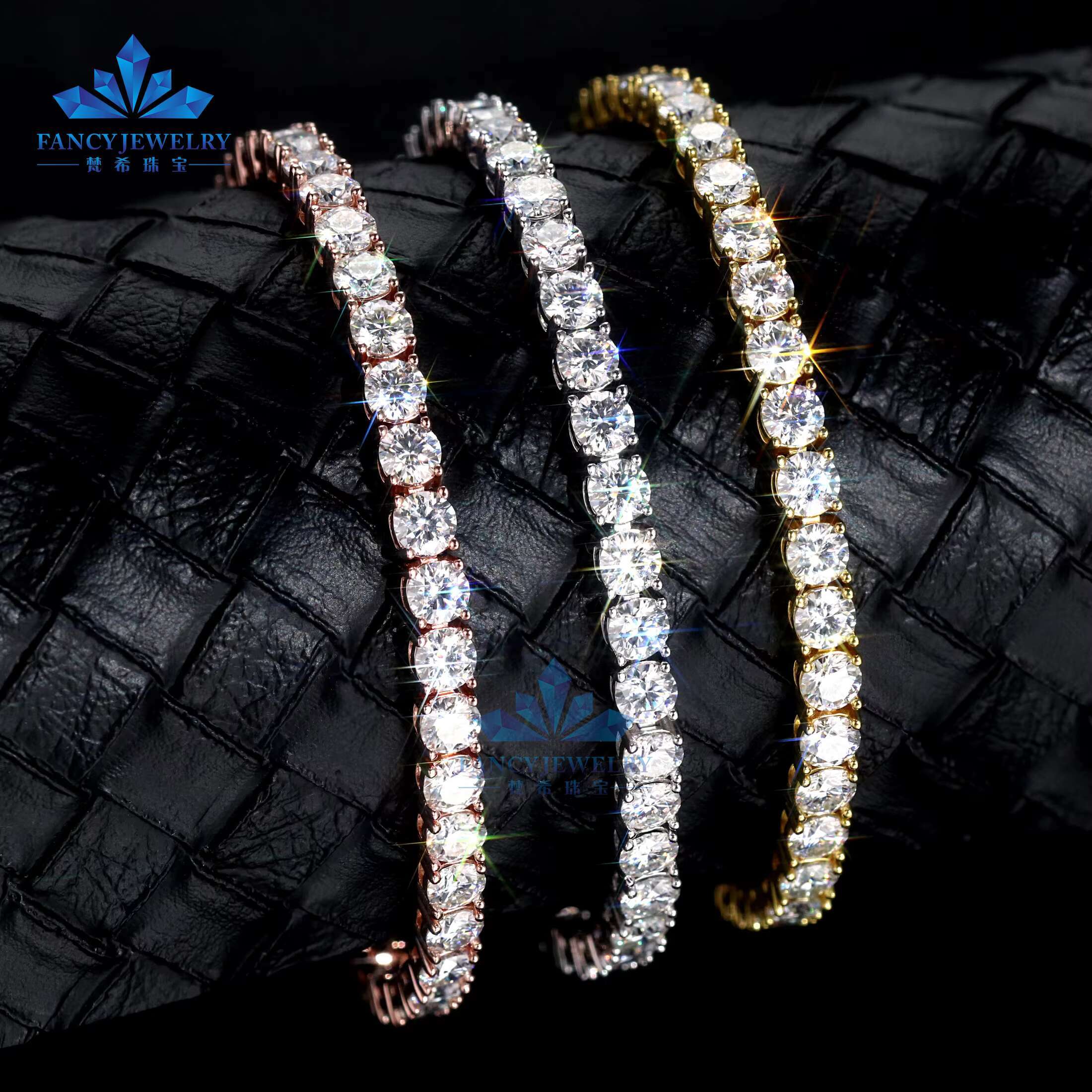 2025 Popular VVS Moissanite Tennis Bracelet Classic 925 Sterling Silver Diamond Gift Women/Men/Childrens Parties Size Range