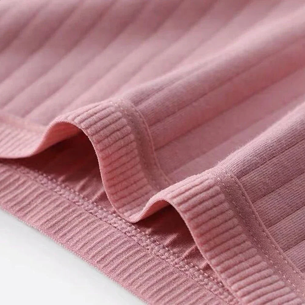 2PCS Stripes Cotton Breathbale Women Boxers Plus Size Ladies Safety Panties Elastic Mid Waist Seamless Shorts Anti 250526