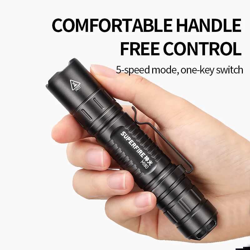 SuperFire MI80 Portable Led Flashlight Super Bright EDC Torch 160M long-range Aluminum alloy Camping Outdoor Fishing LanternXJ250529