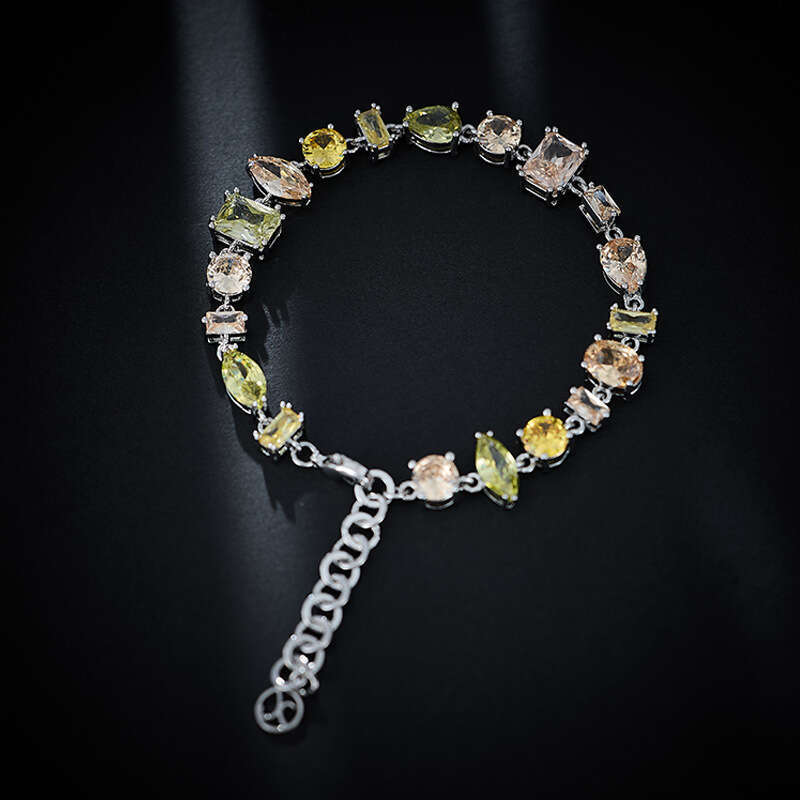 New Copper Inlaid Zircon Bracelet for Women Fashion Hip-Hop Jewelry Colorful Square High-End Feel