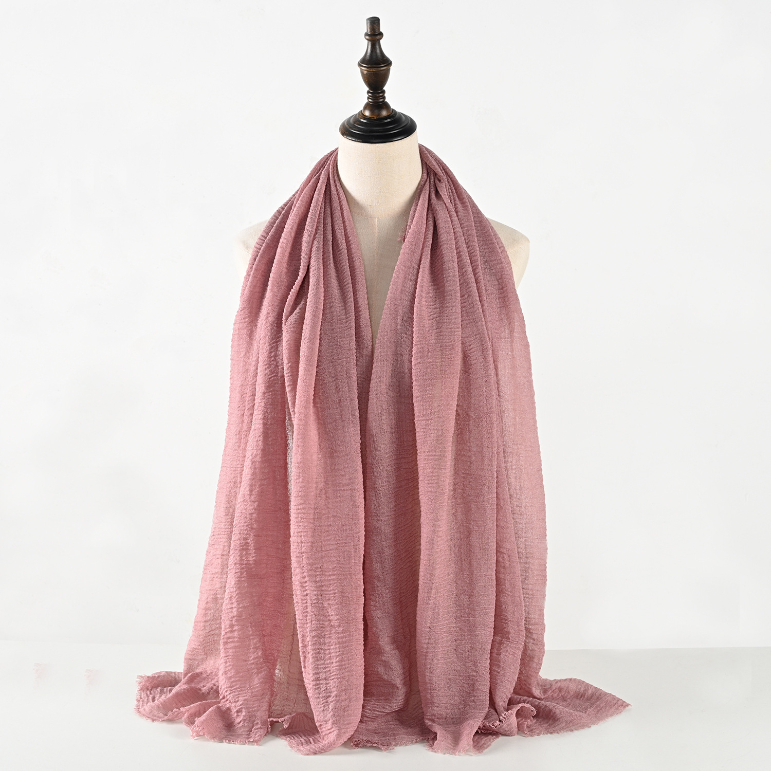 K858 Spring and autumn new pure color cotton and linen scarf pleated thin women's Southeast Asian gauze scarf 128 color scarf foreign trade whole