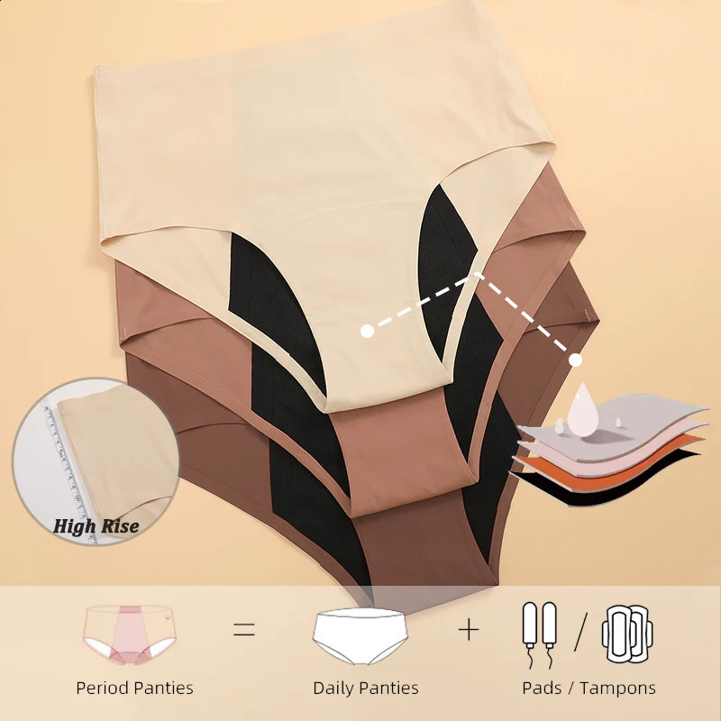 Seamless High Waist Menstrual Pantie Physiological 4 Layers Leak Proof Underwear Sexy Briefs No Trace Breathable Panties 250526
