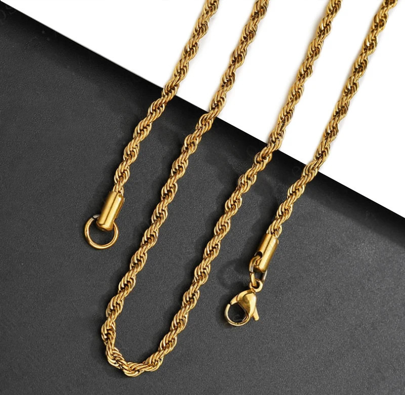 m Cuban Chain Rope Stainless Steel Classical Necklace Men Chains Around The Neck Gold Silver Color 250519