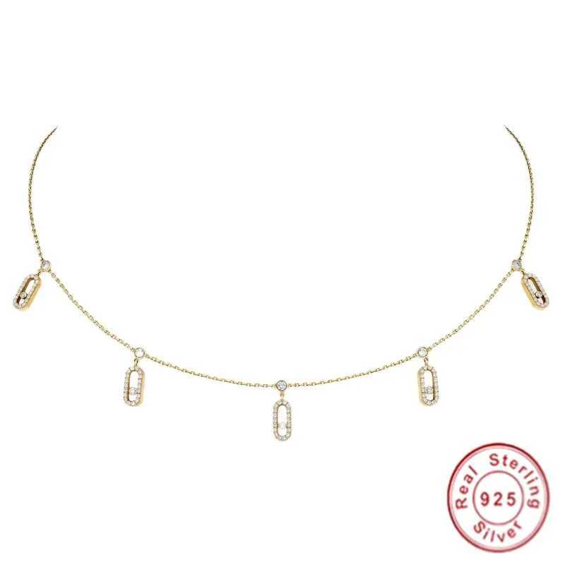 Elegant Original UNO PAV DROP PENDANT CHOKER Necklace Sterling Silver 925 Necklace Original Luxury Brand Holiday BirtHDay Z250526