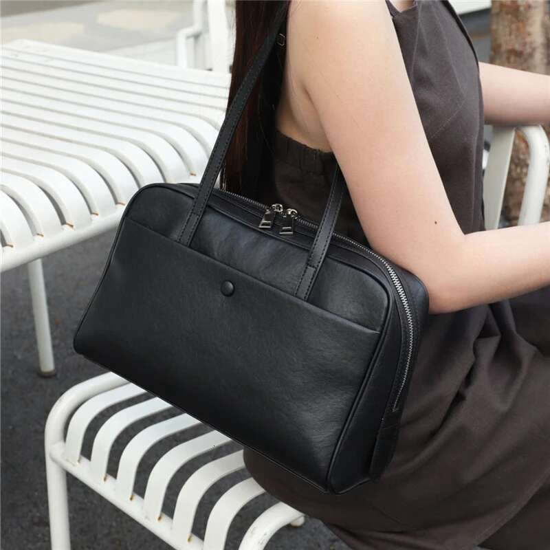 Toptrends 100% Genuine Leather Bowling Underarm Shoulder Bags For Women 2025 Designer Pillow Satchel Tote Ladies Handbags