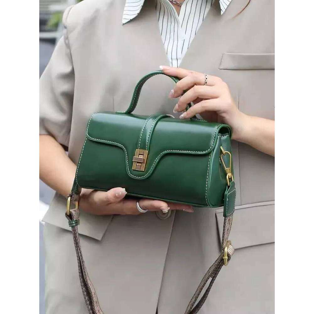 Genuine Leather Bag Women New Retro Design Tote Handbag Solid Color Office Ladies Hasp Single Crossbody Bags Fashion Satchels
