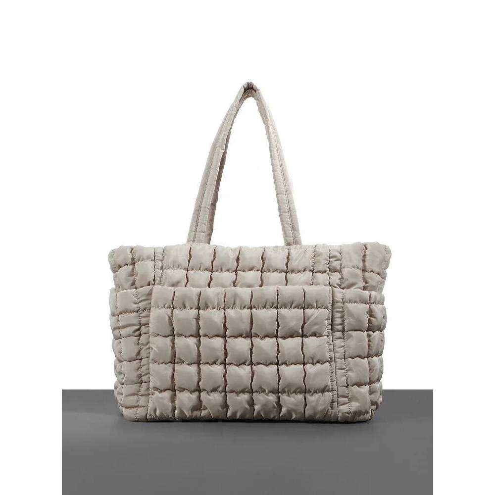Women's Designer Tote Bag Work Laptop With Zipper Shoulder Bags Lightweight Quilted Travel Puffy Handbag