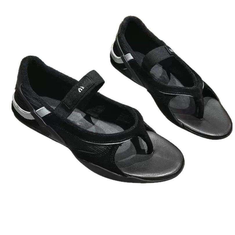 Sheepskin Version ~ Korean Style One-Strap Flat Toe Post Sandals for Women 2025 New Spring Summer Sports Dexun Shoes