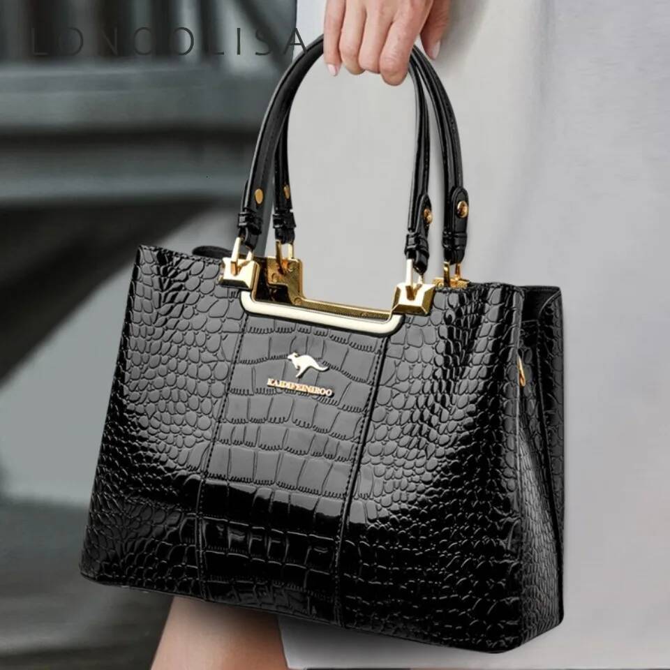 Shopping For Daily Commuting Shoulder 3 Layers High-End Patent Leather Handbag Caual Tote Hand Bags For Mother Sac New