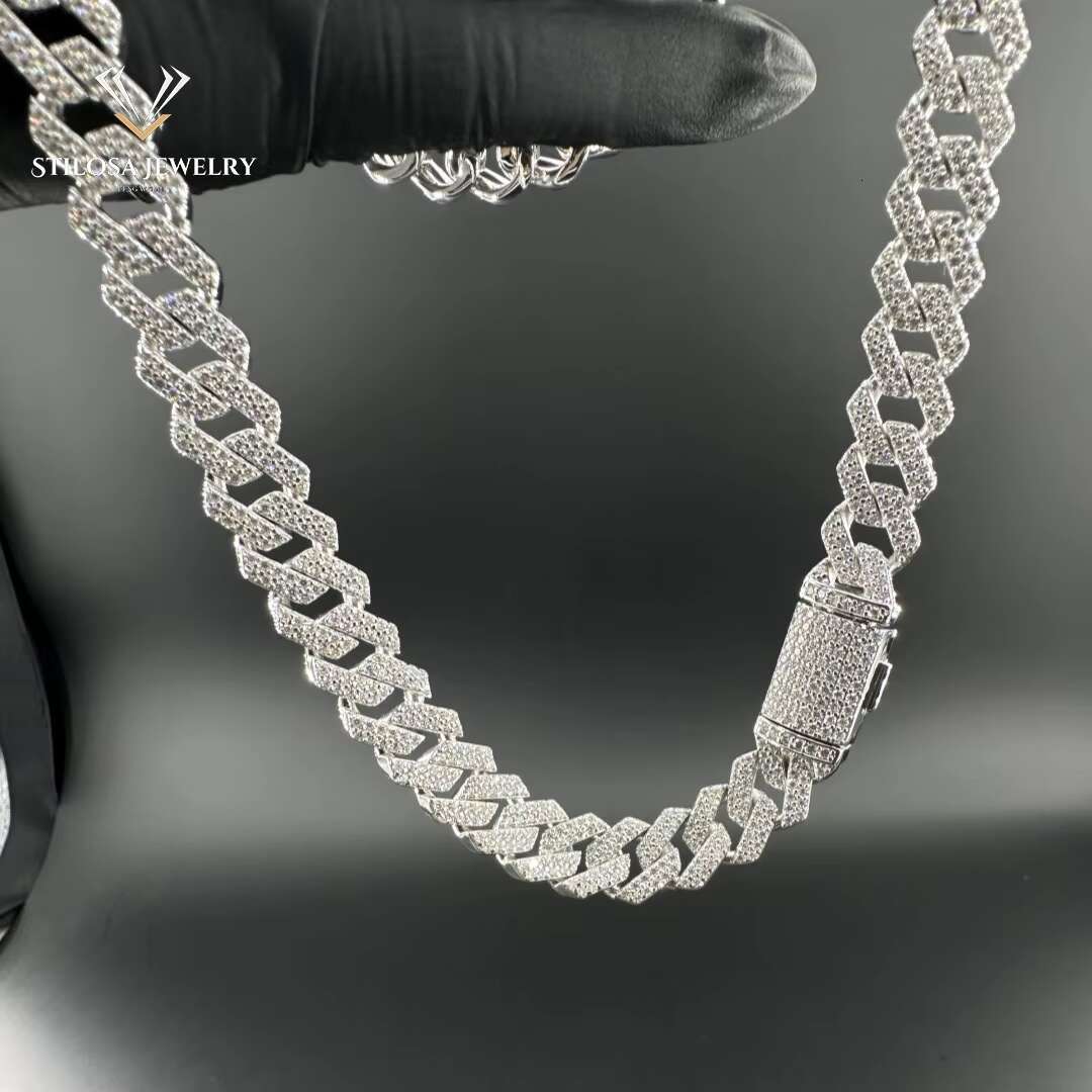 Customized Miami Hip Hop Mens Cuban Moissanite Necklace With Jewelry 925 Sterling Silver Iced 20mm 22mm 24mm Available