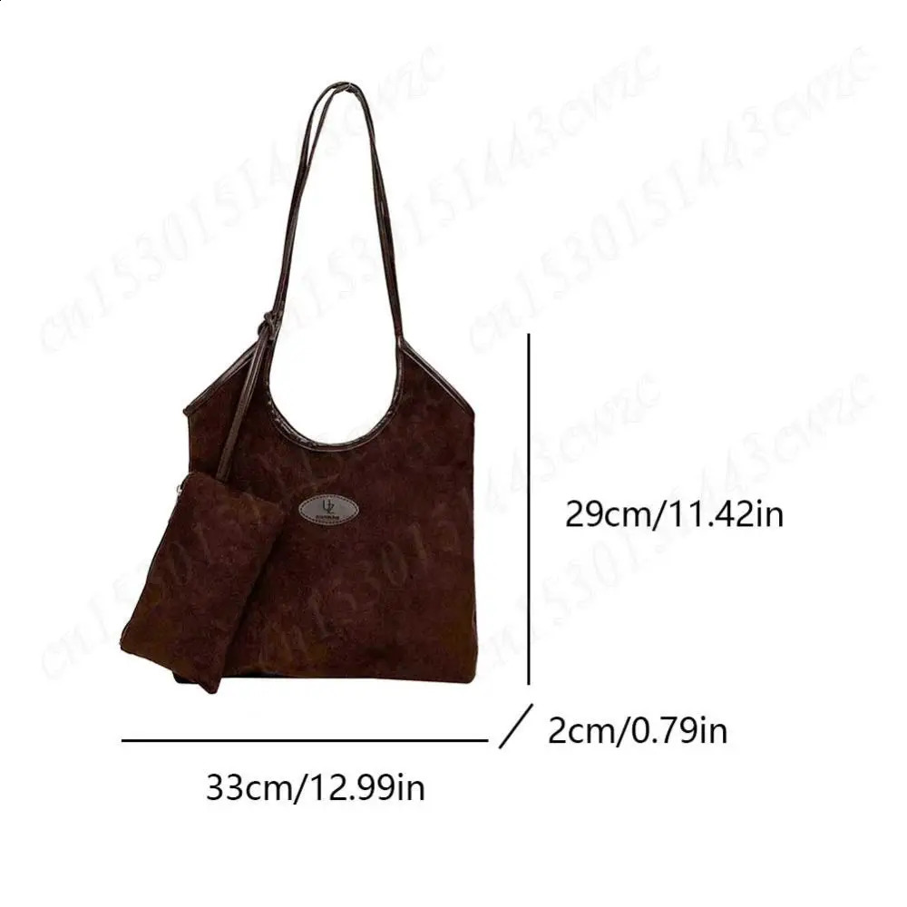 Suede Shoulder Bag for Women Suede Tote Bag Slouchy Underarm Bag Magnetic Closure Handbag Solid Color Bucket Bag Travel Hobo Bag 250523