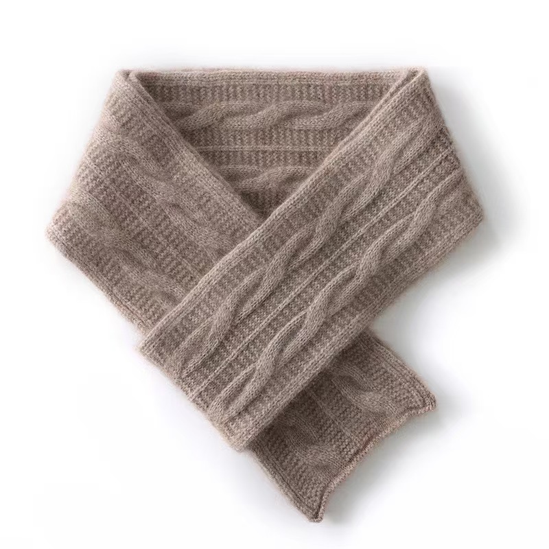 T834 cashmere knitted scarf autumn and winter solid color all-match five-needle twisted warm neck scarf