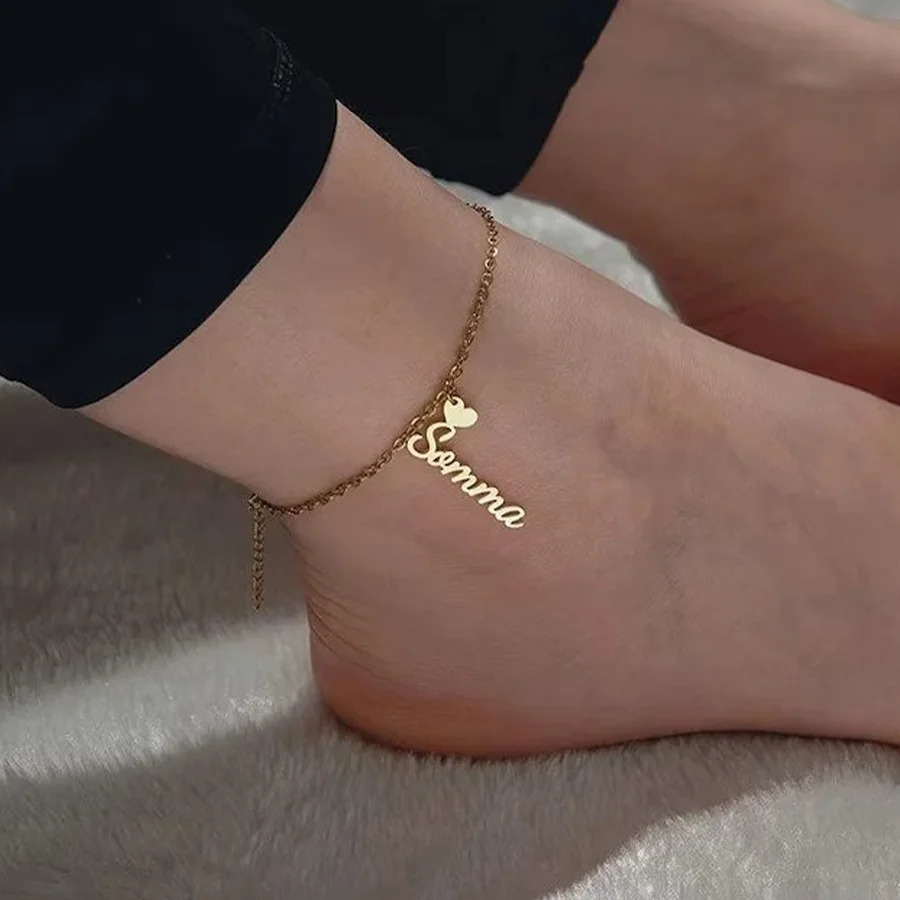 Custom Stainless Steel Love Name Anklet For Women Lover Jewelry Personalized Nameplate Foot Chain Girl Daily Wearing Accessories 250526