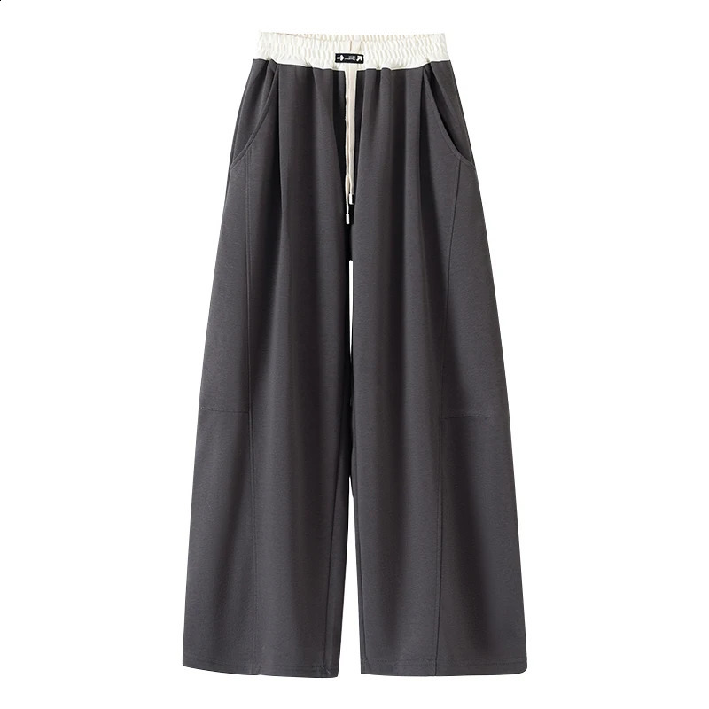 Girls Wide Leg Drawstring Pants Kids Fashion Loose Pants Children Straight Sweatpants High Waisted Spring Autumn Casual Trousers 250528