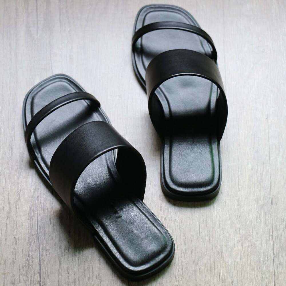 Genuine Leather Korean Style Niche Square Strap Open Toe for Women Outdoor Summer New Fashion Versatile MD Sandals