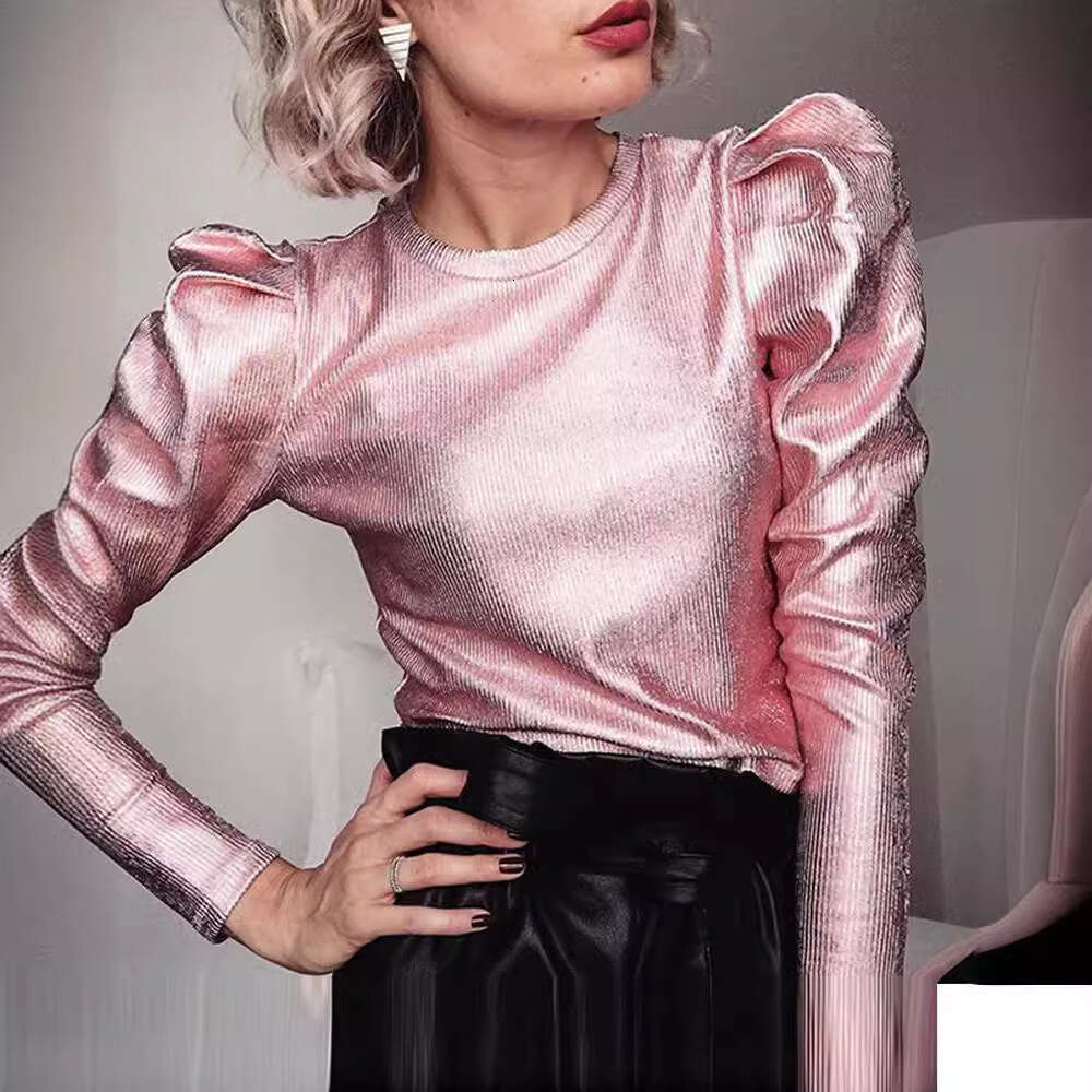 New Spring And Autumn Punk Style For Women, Gold Foil Bright Color T-Shirt In Four Colors B5
