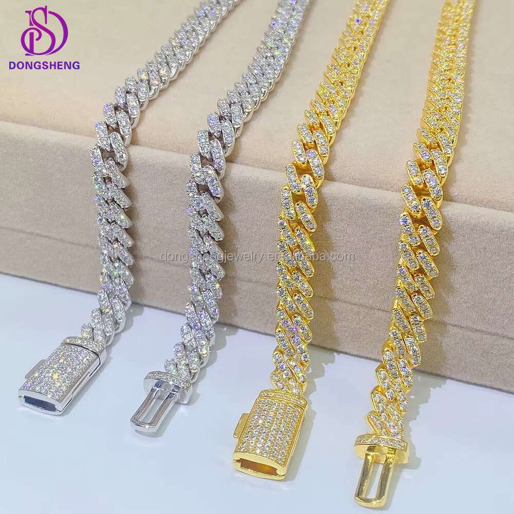 Custom Premium Jewelry 8mm Moissanite Cuban Link Chain Miami Real 925 Sterling Silver Cadena Cubana Diamond Hip Hop Jewelry