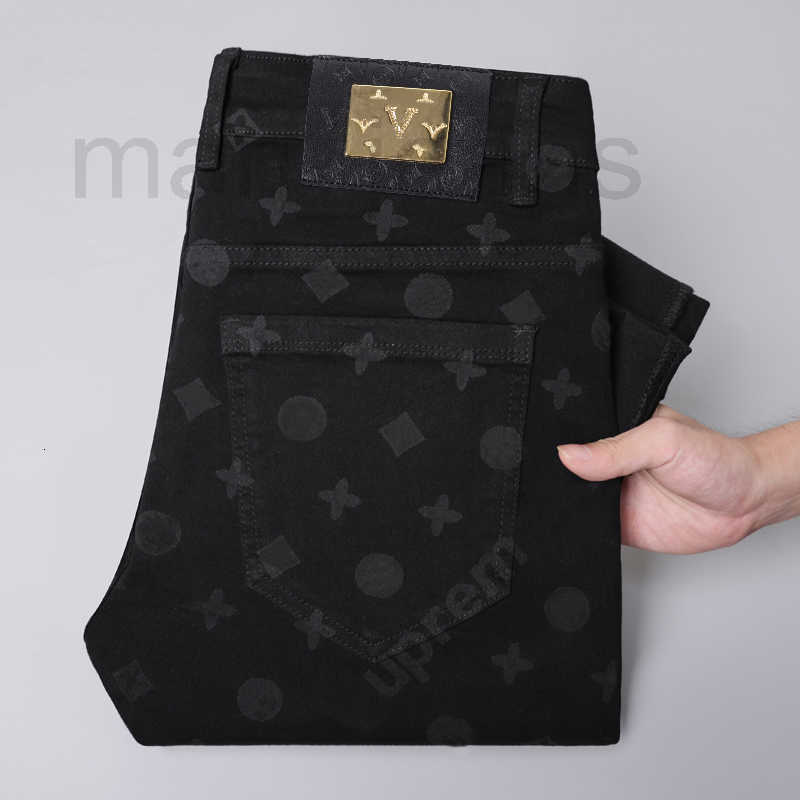 Luxury For Men's Jeans Designer Men Autumn And Winter New Fashion Brand European Slim Soft Thick Long Pants Black High-end Luxury Goods U2OE
