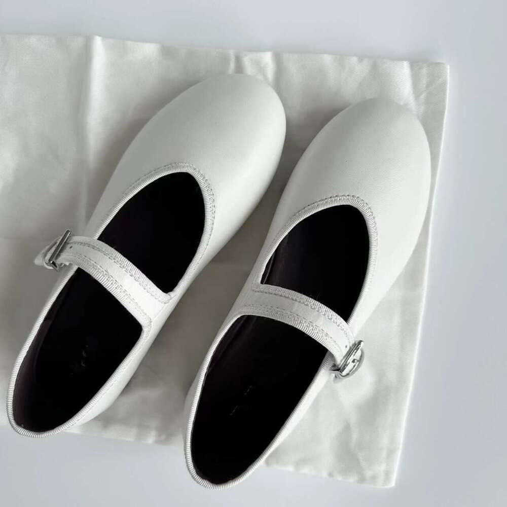 Genuine Leather Soft Surface Round Toe Flat Ballet One-Strap Mary Jane Women's Granny Single Shoes Spring Summer Style
