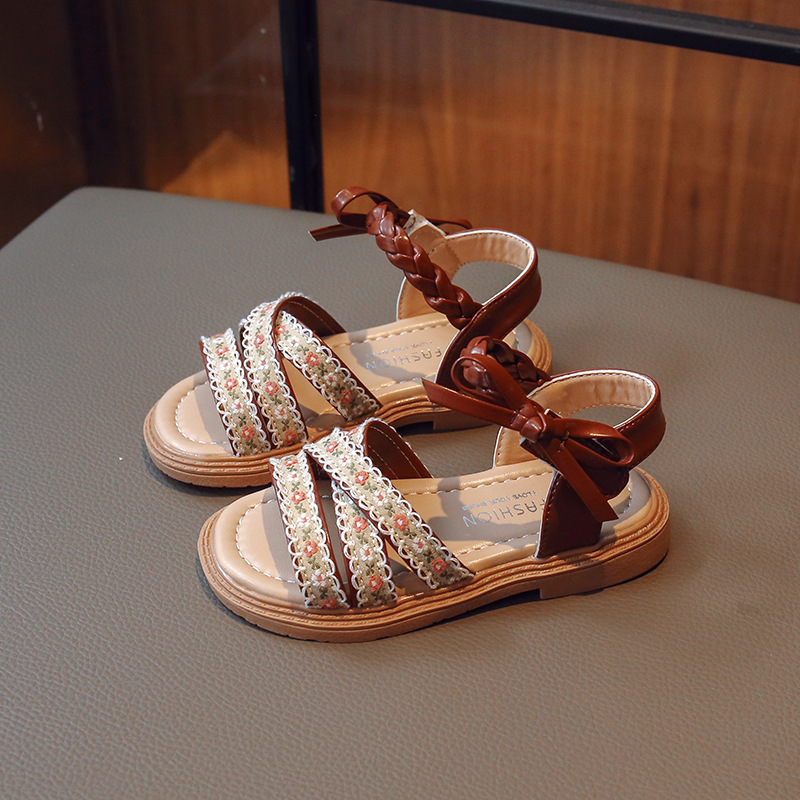 Kids Designer Shoes Children's Sandals Girl Summer Sweet Fashion Outdoor Open-toe Flats Beach Shoes Causal Girl Princess Sandals Size 22 - 36 US6