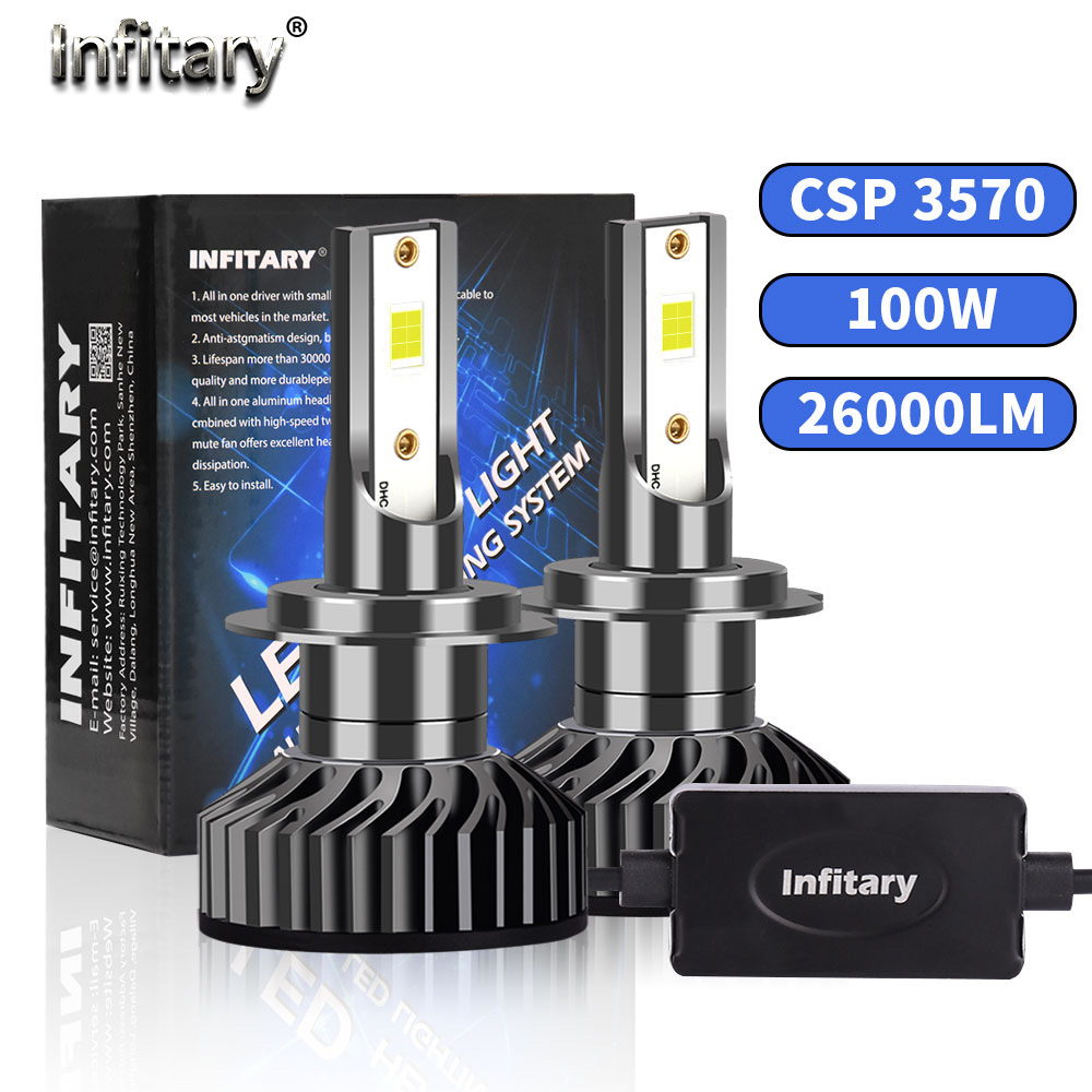 Infitary H4 H7 LED Car Headlight Bulb 26000LM CSP3570 H1 H3 H11 H13 H27 880 9005 HB3 9006 HB4 9007 Light for Vehicle Auto CANBUS
