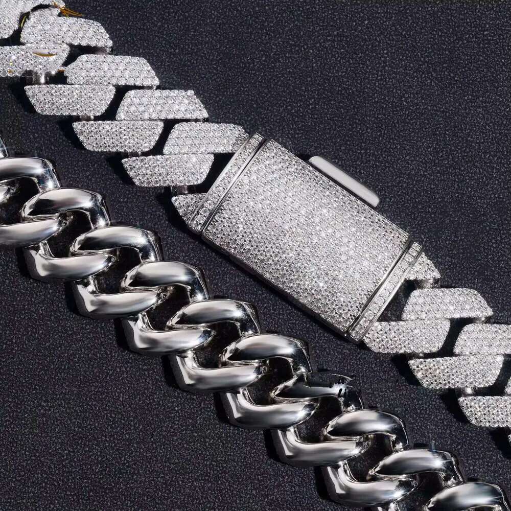 20MM W Gold Chains for Men Prong Chocker S Personalize Iced Out Chain Hip Hop Designer JewelryCuban k Necklace 3 Row Moissanite