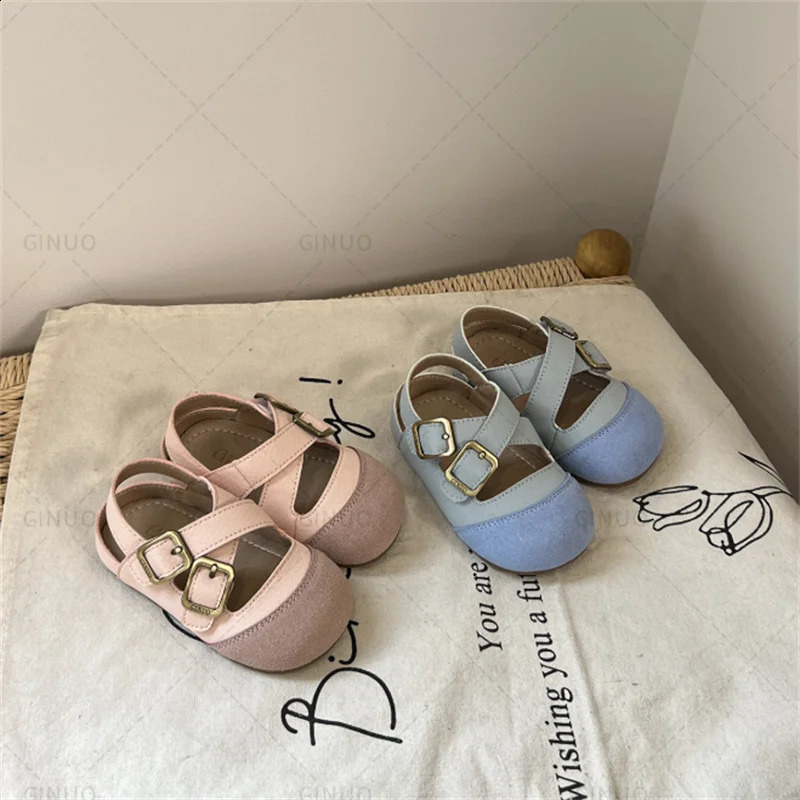 Summer Baby Shoes Leather Barefoot Shoes Soft Sole Princess Shoes Fashion Toddler Girls Sandals EU 16-25 250527