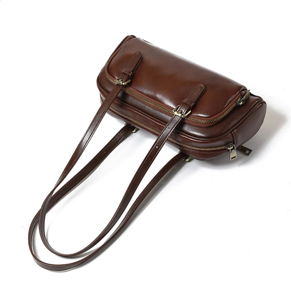 Single Shoulder Armpit Retro Baguette Bag Women Korean Fashion Leather Underarm Bowling Solid Color Lady Handbags 250528