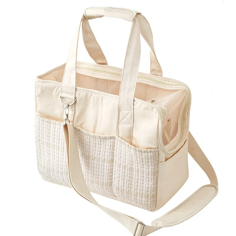 Stylish Foldable Pet Carrier Bag - Travel Tote for Small Dogs & Cats - Breathable & Portable Puppy Kitten Travel Crate with Shoulder Strap & Storage P