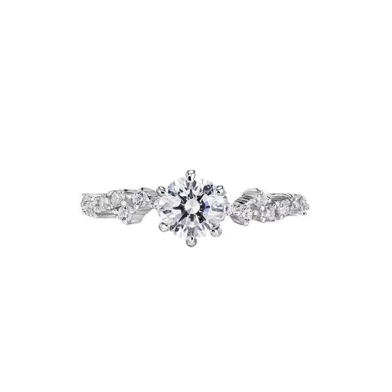 High Quality Luxury Moissanite 1 Ct D Color Classic Ring S925 Sterling Silver Wedding Diamond Ring for Women Hiphop Jewelry