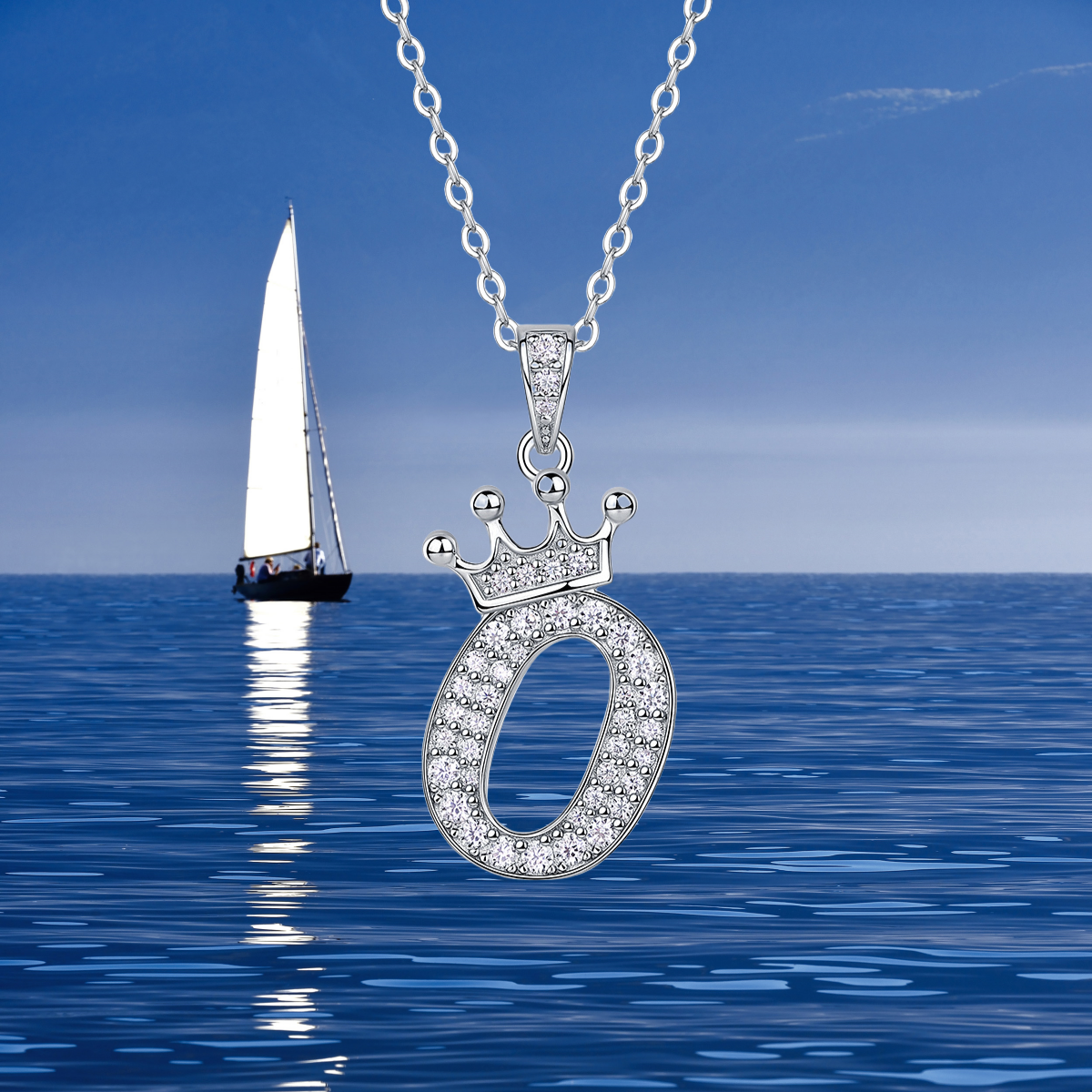 O-Z English alphabet pendant necklace 925 sterling silver Moissanite Luxurious cool popular lucky versatile design Cross-border collar necklace gift f