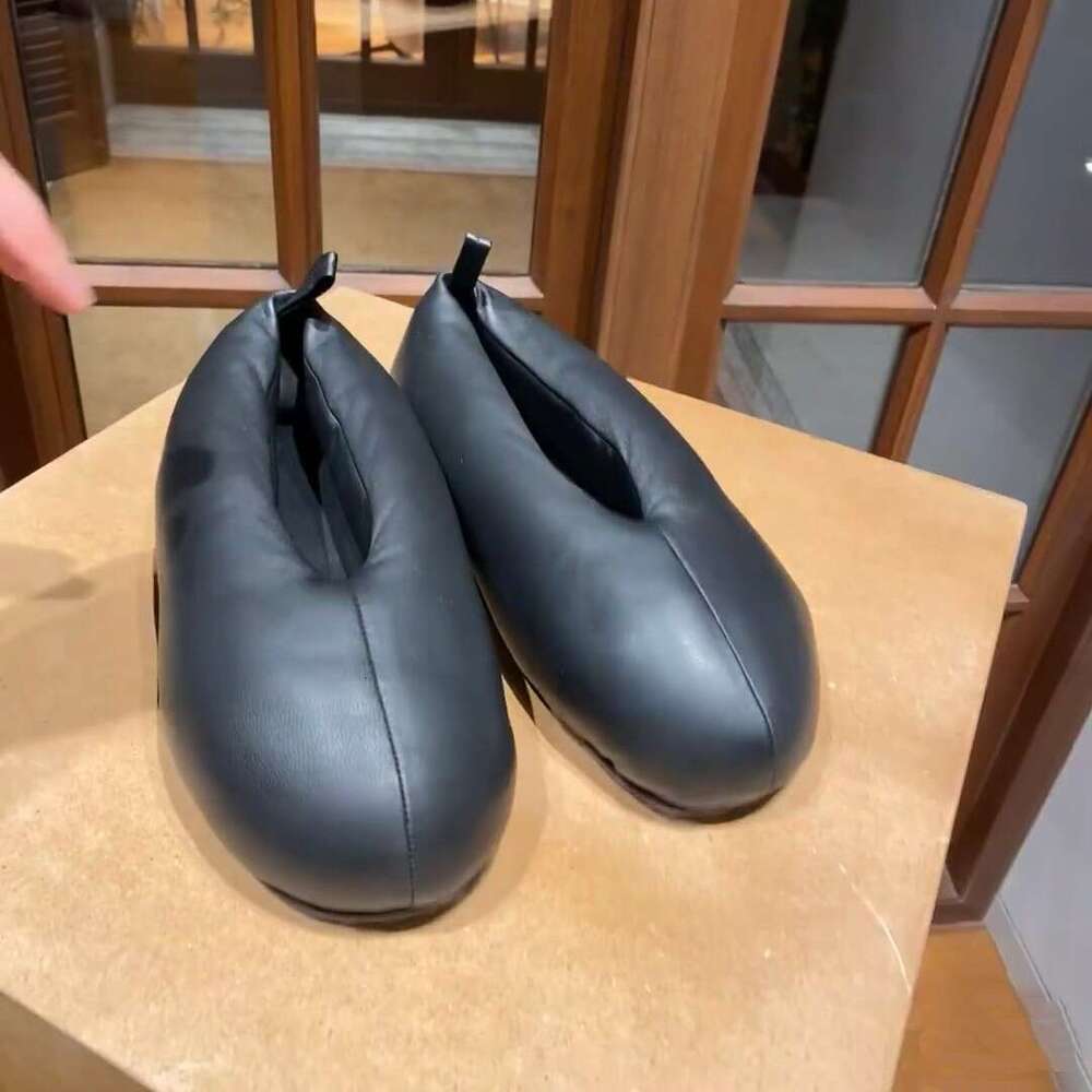 Genuine Leather Korean Style Lazy Bread Round Toe Single Women 2025 New Spring Fashion Ballet Flat Shoes