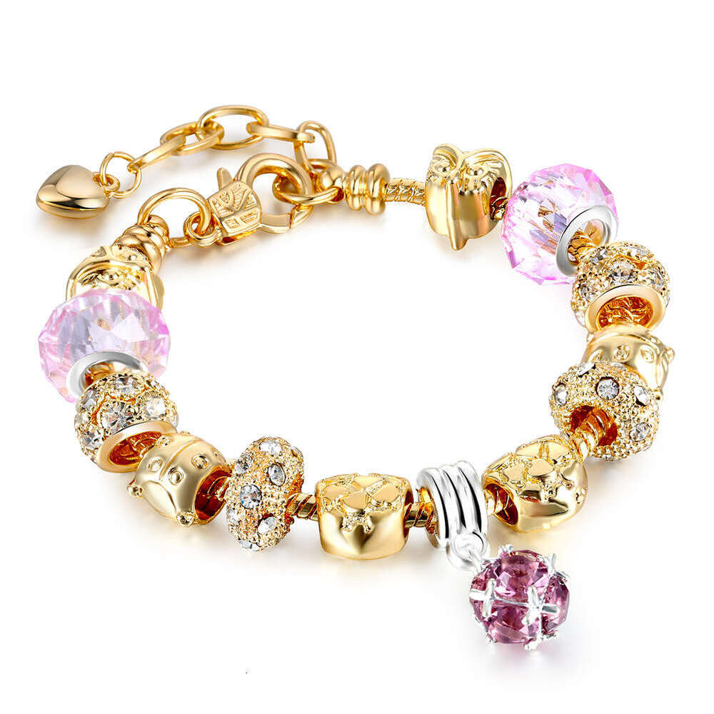 DIY Alloy Large Hole Gold Bead Bracelet