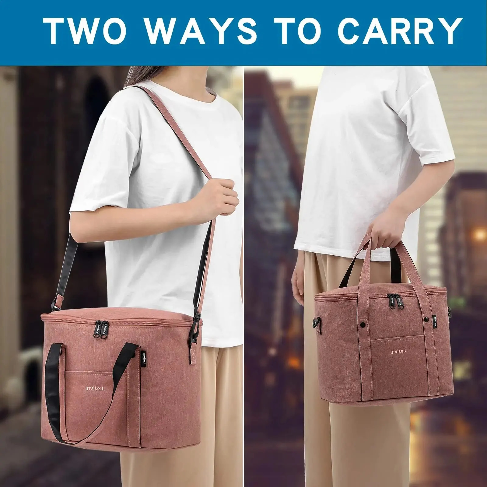 1pc Insulated Lunch Bag For MenWomen Reusable Large Cooler Box Tote Shoulder Strap Work Office Picnic Beach Travel F 250528