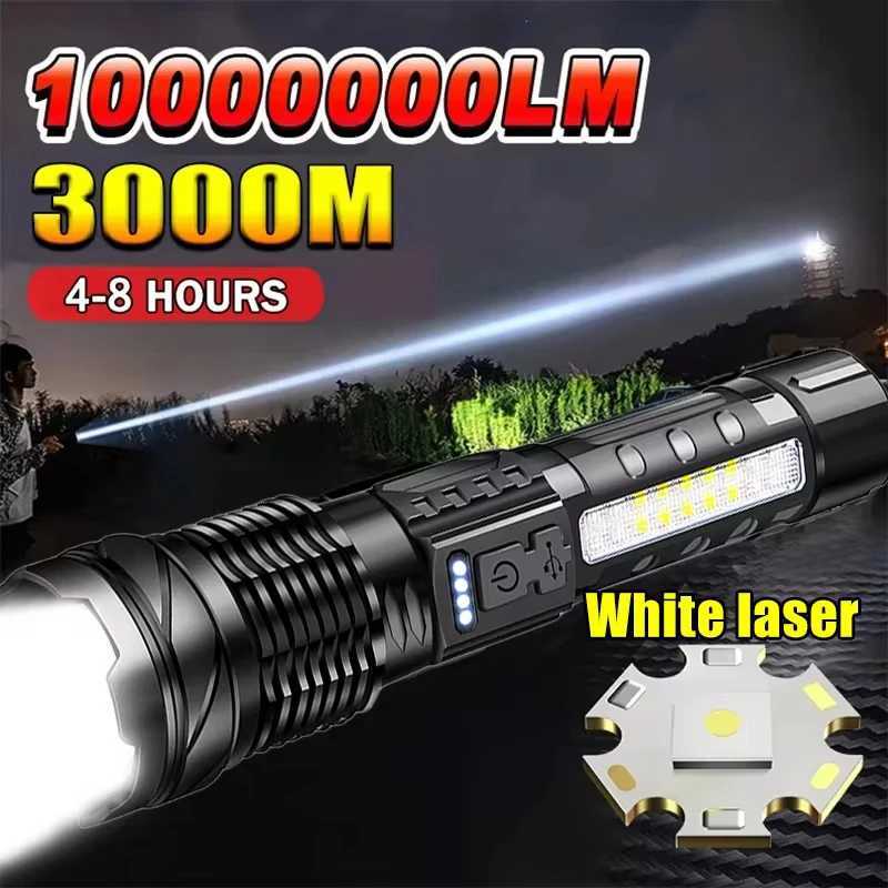 High Power LED Flashlight Rechargeable Flashlight With Side Light Super Bright Long Shot For Outdoor Camping And Hiking XJ250529