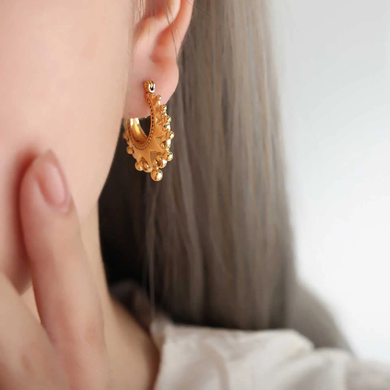 Stud Earrings GD Fashion Stainless Steel Victorian Style Gypsy Creole Chunky Ear Hoop Jewelry Waterproof Party Gift Women Outfit