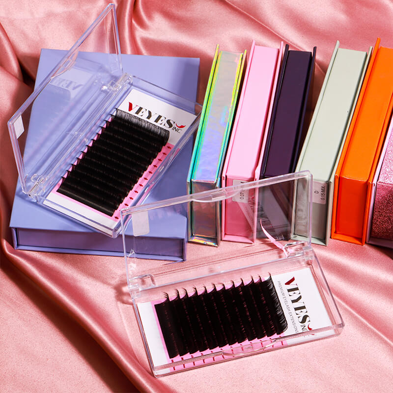 VEYES Wholesale Volume Lashes 0.03 0.05 0.07 Mink Volume Custom Russian Lash Extension Lash Trays Eyelash Extension