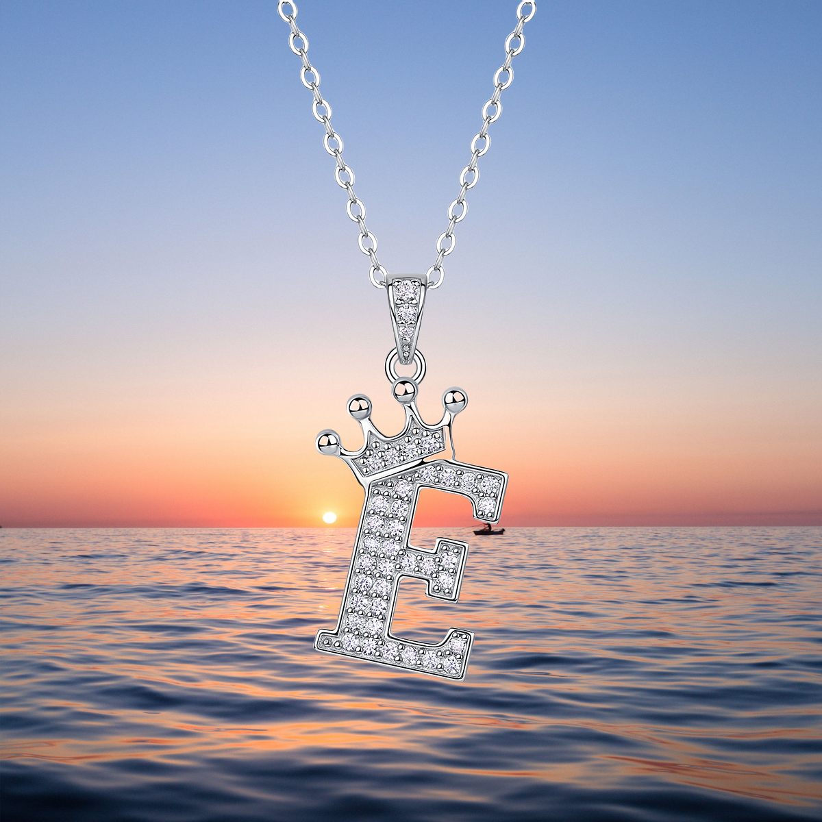 A-N English alphabet pendant necklace 925 sterling silver Moissanite Luxurious cool popular lucky versatile design Cross-border collar necklace jewelr