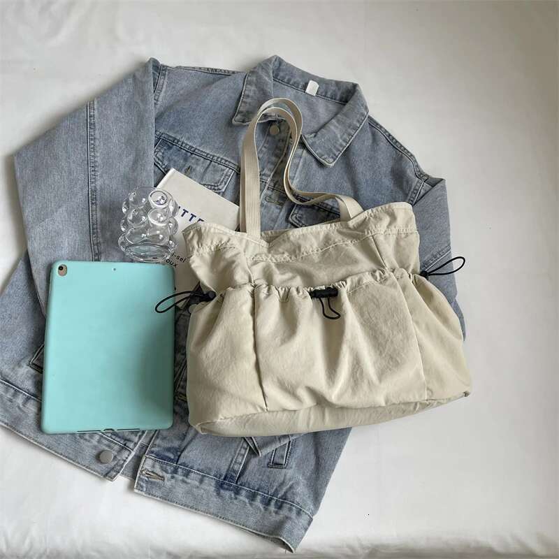 1 Piece Large Capacity Tote Fashion Shoulder Canvas Work Commuting Bucket Bag