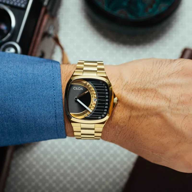 CILOA retro square watch mens brand authentic 2025 new light luxury gift stainless steel strap waterproof quartz watch W250529