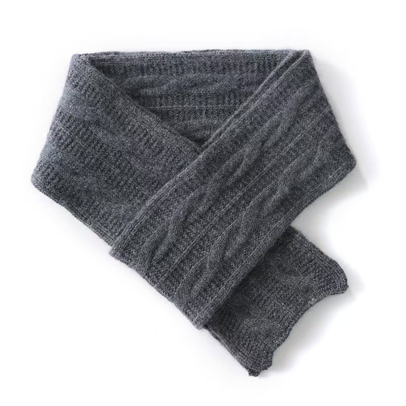 T834 cashmere knitted scarf autumn and winter solid color all-match five-needle twisted warm neck scarf