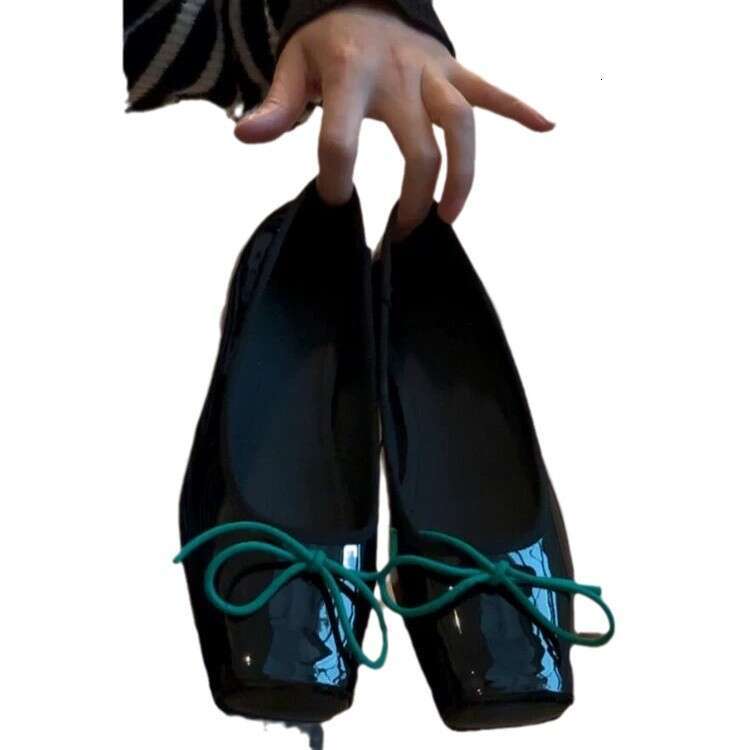 French Style Genuine Leather Shallow Mouth Square Toe Bowknot Ballet for Women 2025 Spring New Versatile Chunky Heel Loafers Single Shoes