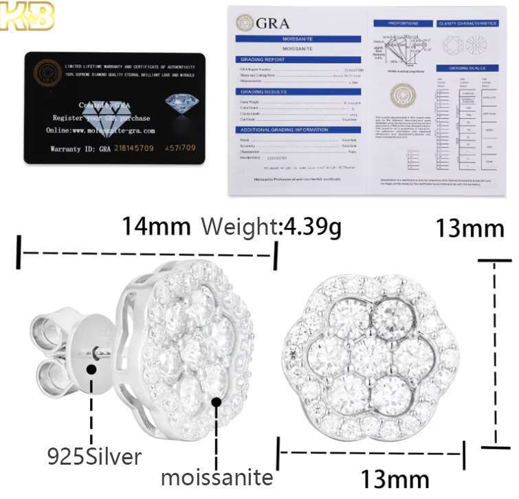 Elegant Moissanite Diamond Earrings 925 Silver Earrings Perfect for Hip Hop Jewelry Lovers Fashion Enthusiasts