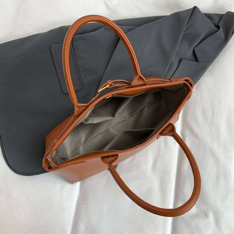 Large Size Women Top-handle Bags Retro Pure Color Big Capacity Shopping Totes 2025 Hot Sale Trendy Designer Handbags PU