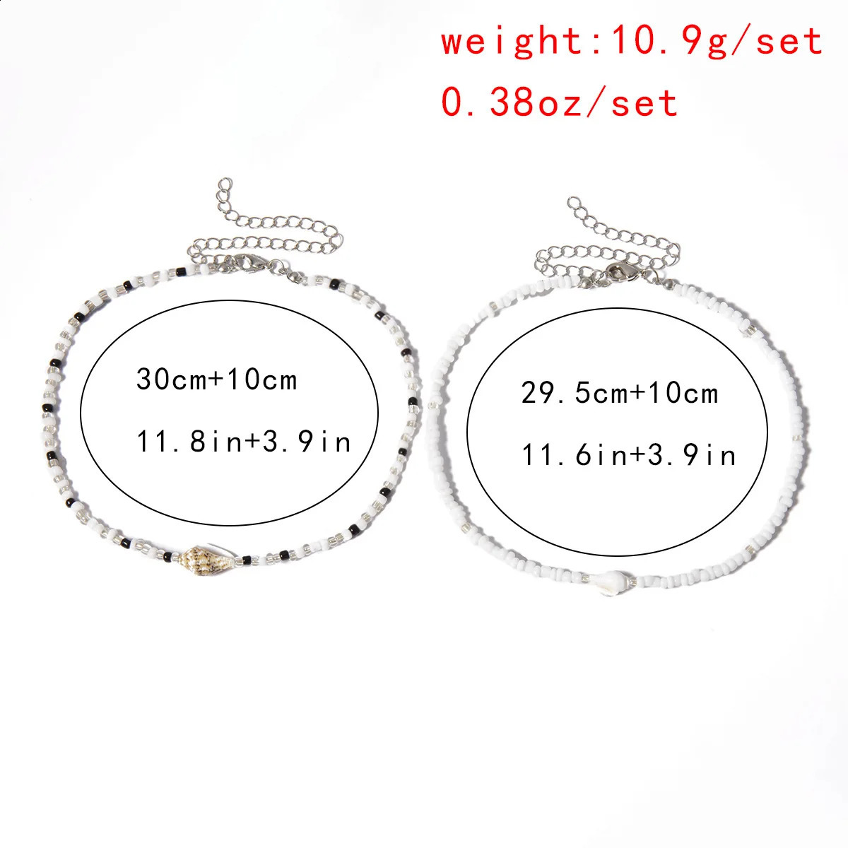 2PcsSet Puka Shell Pendants Necklace for Women Black White Beads Choker Collier Femme Vintage Bohemian Summer Kpop Y2K Jewelry 250519