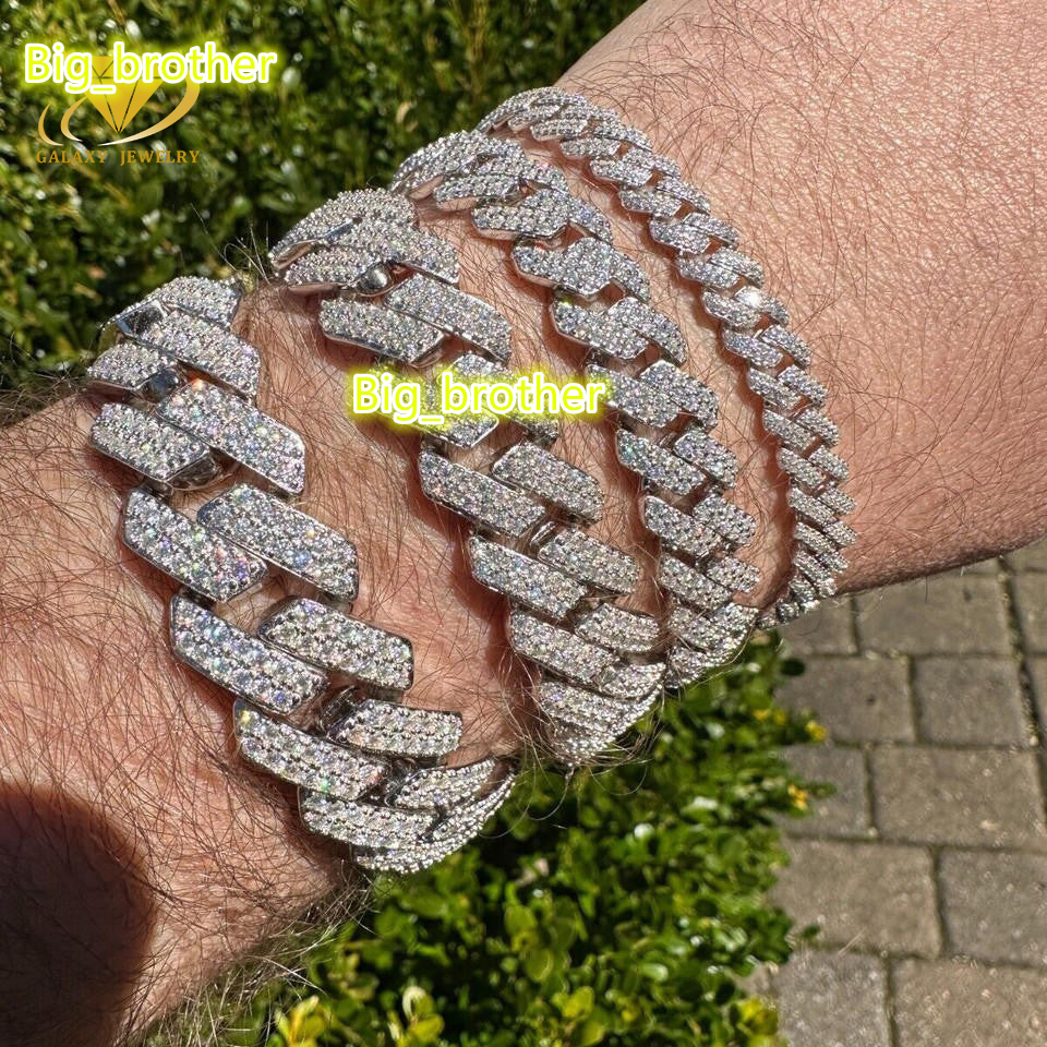 Wholesale 6mm 8mm 10mm 12mm 14mm Hip Hop Vvs Diamond Necklace Bracelet Pass Diamond Tester 925 Silver Cuban Moissanite Chain