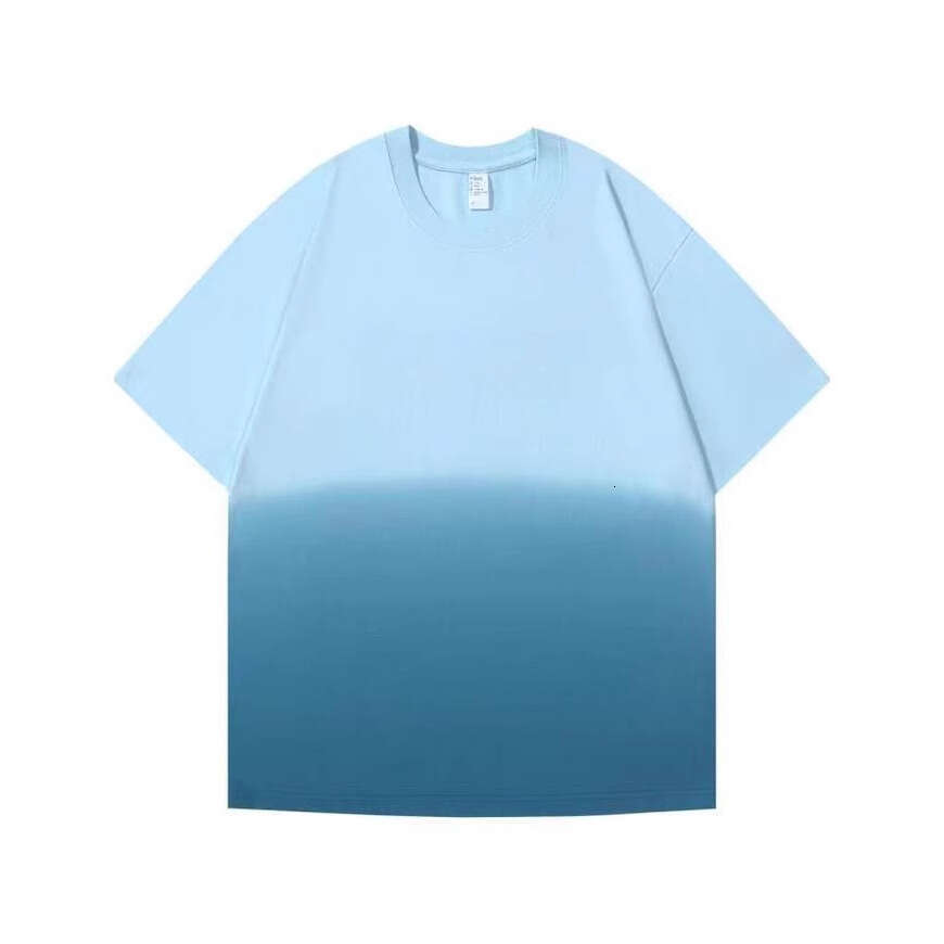 European and American Cross-Border Trade Exclusive 250g Gradient Color Loose Round Neck Trendy Brand Summer Short Sleeve T-Shirt