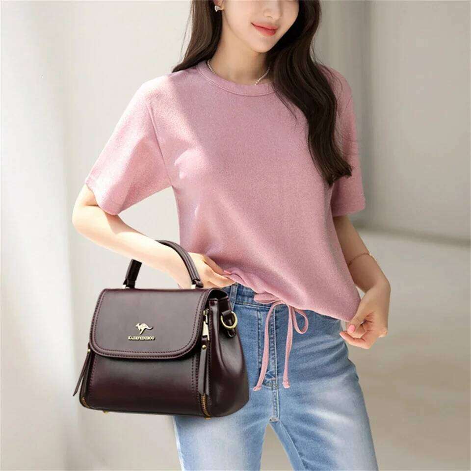 Women's Soft Leather Top-Handle Design Shoulder Messenger Bags High Quality Handbags and Purses Commuting Sac a Main
