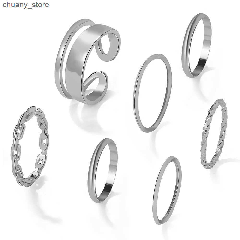 Minimalist Smooth Punk Gold Color Black Geometric Metal Rings for Women Girls Party Fashion Ring Sets Jewelry Gi z2505295F0U